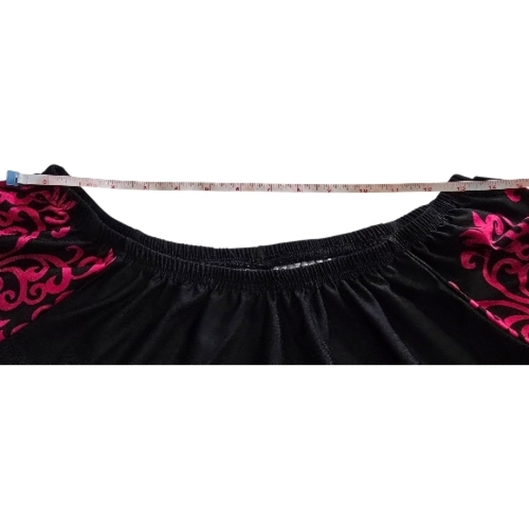 ✨ White Mark Boho Lace Trim Dress XL Black Pink Damask Peasant Tunic Bell Sleeve - Picture 10 of 11